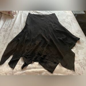 Vintage Black Asymmetric Chiffon Midi Skirt 16 Whimsigoth Witchy Fairy Grunge